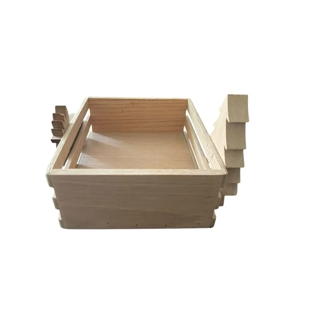 Hand Crafted by Ken Lovel Christmas Tree Decorative Wooden Storage Crate Box